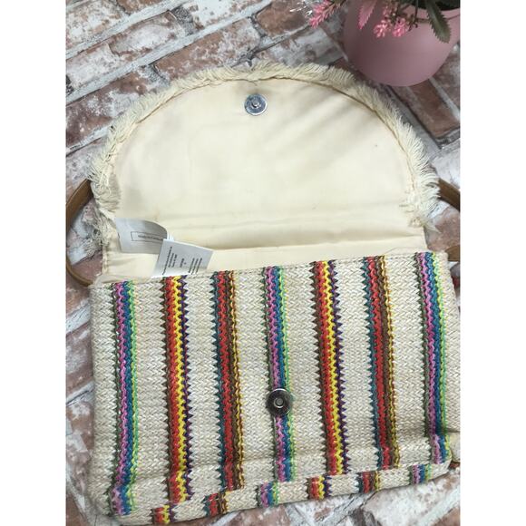Woven Handbag Crossbody Purse Bohemian Embroidered Y2k Vtg 70s Multicolo - Picture 4 of 6